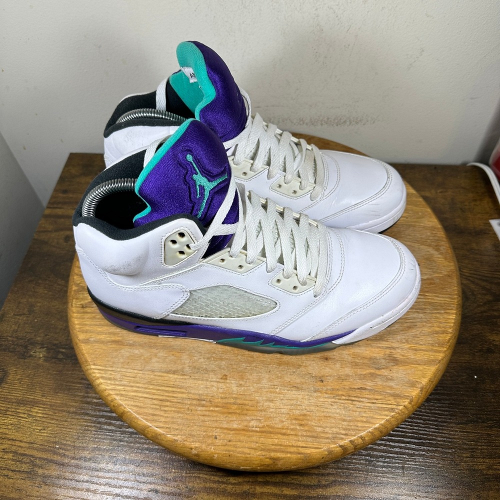 Nike Air Jordan 5 Retro Grape 2013 Mens White New Emerald Grape Ice 136027-108 8